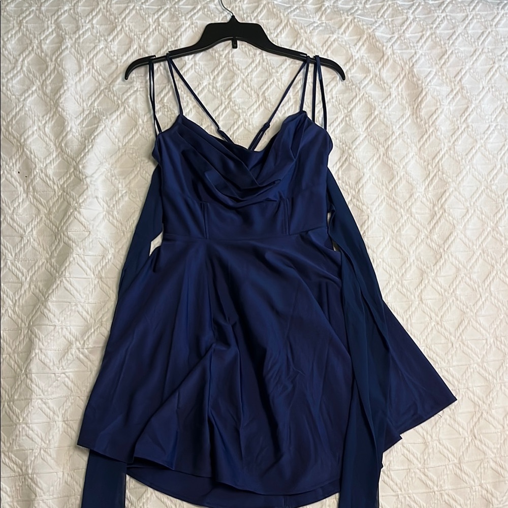 Elegant Navy Blue Strappy Dress